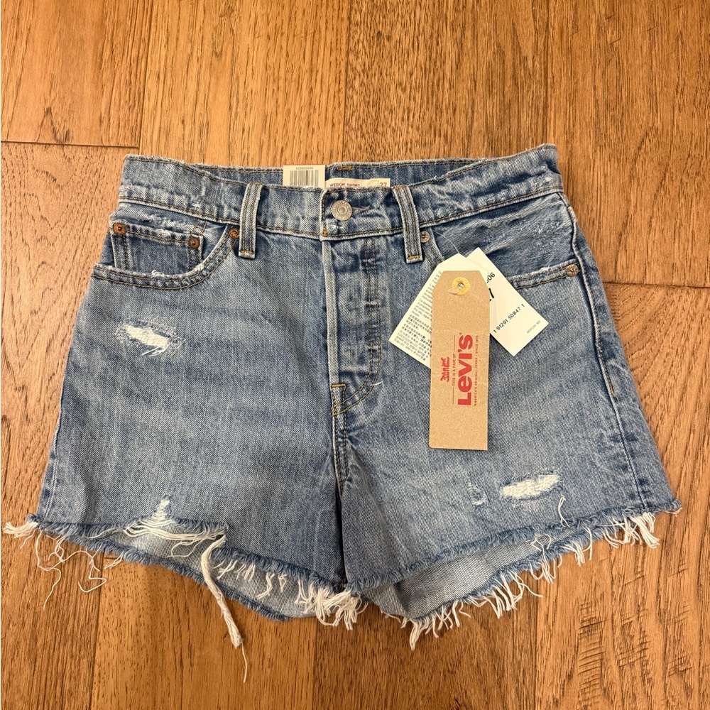 Levi's Women's Light Blue Distressed Jean Shorts